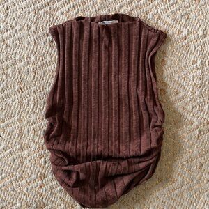 Project Social T Chocolate Ribbed Tank Top